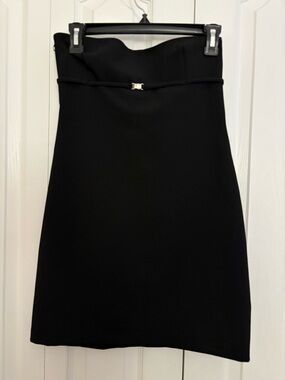 Zara Black Strapless Mini Dress with Buckles Size Medium NWT